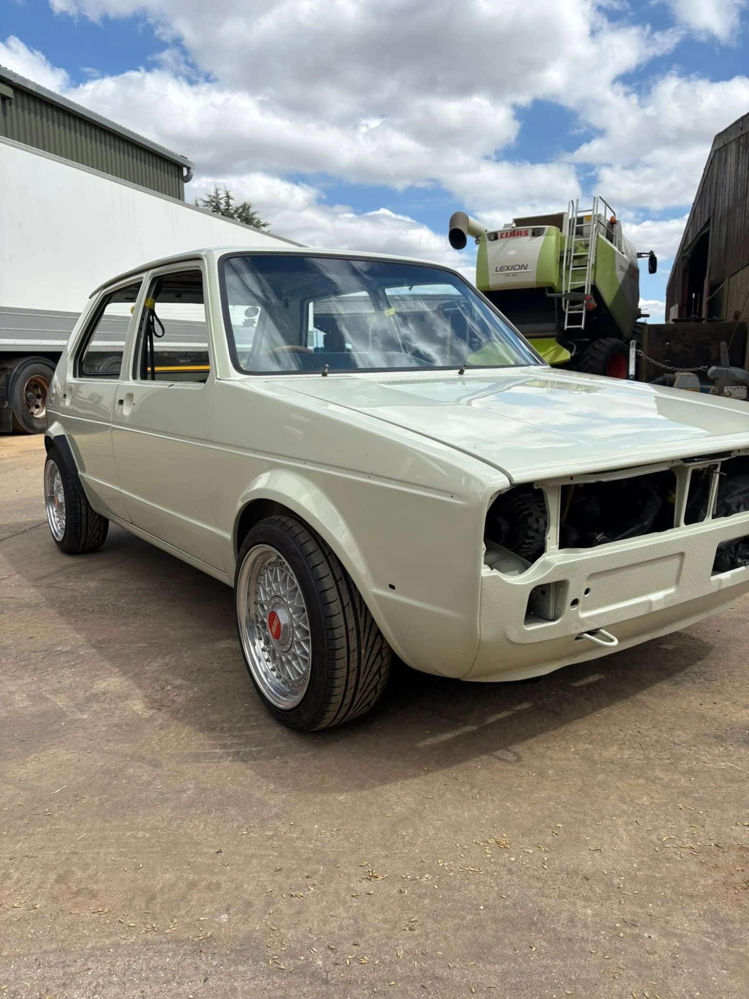 Classic VW Golf Mk1 full body respray in white — professional automotive paint spraying by Ant Fabrications, Wardington, Banbury